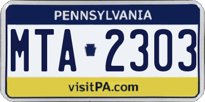 PA license plate MTA2303