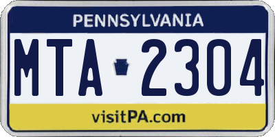 PA license plate MTA2304