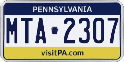 PA license plate MTA2307