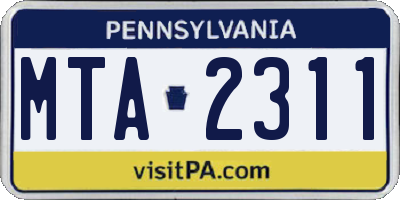 PA license plate MTA2311
