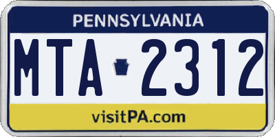 PA license plate MTA2312