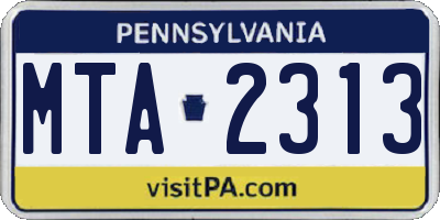 PA license plate MTA2313