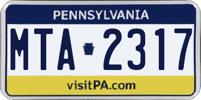PA license plate MTA2317