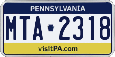 PA license plate MTA2318