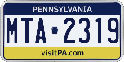 PA license plate MTA2319