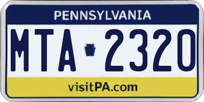 PA license plate MTA2320