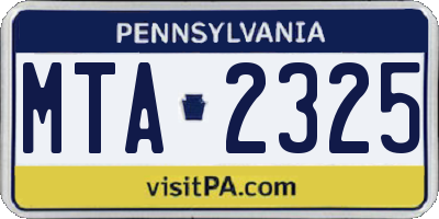 PA license plate MTA2325