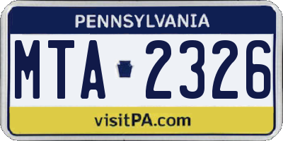 PA license plate MTA2326