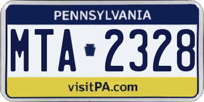 PA license plate MTA2328