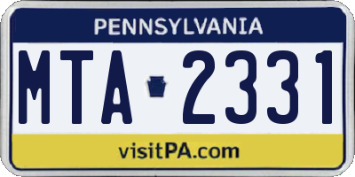 PA license plate MTA2331