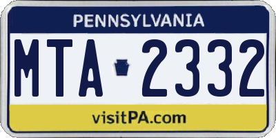 PA license plate MTA2332