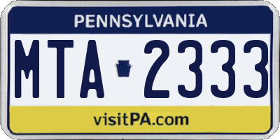 PA license plate MTA2333