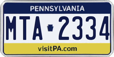PA license plate MTA2334
