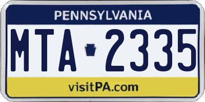 PA license plate MTA2335