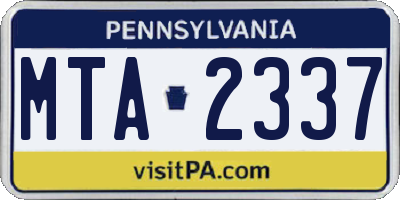 PA license plate MTA2337