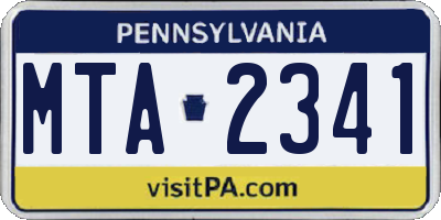 PA license plate MTA2341