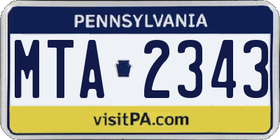 PA license plate MTA2343