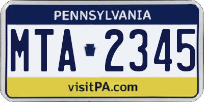 PA license plate MTA2345