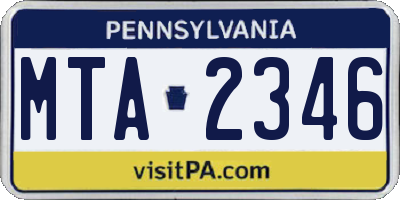 PA license plate MTA2346