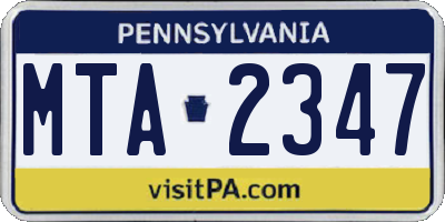 PA license plate MTA2347