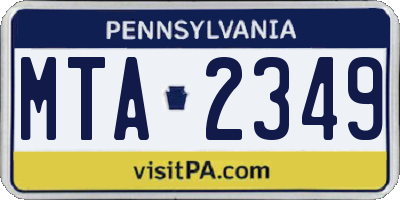 PA license plate MTA2349