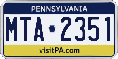 PA license plate MTA2351