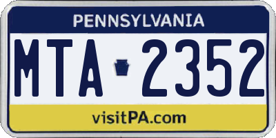 PA license plate MTA2352