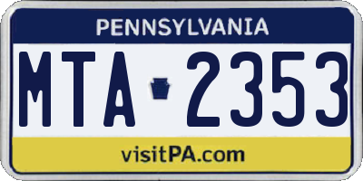 PA license plate MTA2353