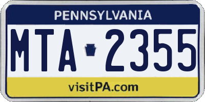 PA license plate MTA2355
