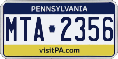 PA license plate MTA2356