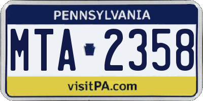 PA license plate MTA2358