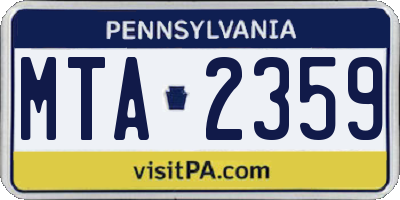 PA license plate MTA2359