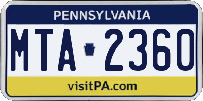 PA license plate MTA2360