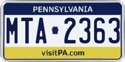 PA license plate MTA2363