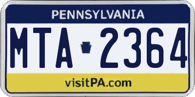 PA license plate MTA2364