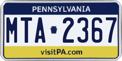 PA license plate MTA2367