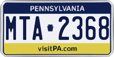 PA license plate MTA2368