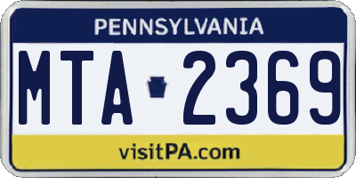 PA license plate MTA2369