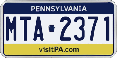 PA license plate MTA2371