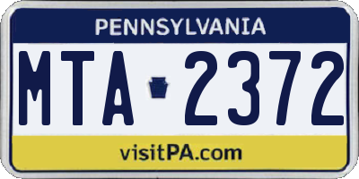 PA license plate MTA2372