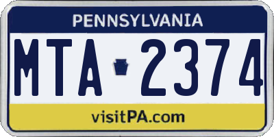 PA license plate MTA2374