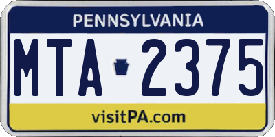 PA license plate MTA2375