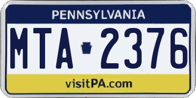 PA license plate MTA2376