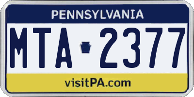PA license plate MTA2377