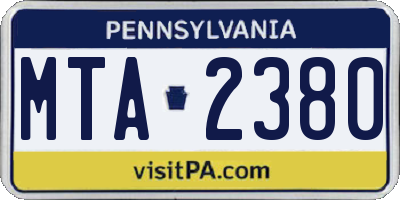 PA license plate MTA2380