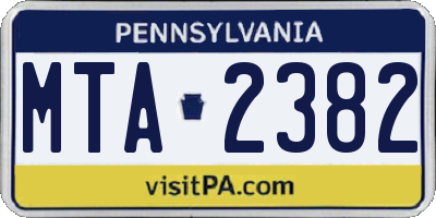 PA license plate MTA2382