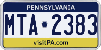 PA license plate MTA2383
