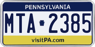 PA license plate MTA2385