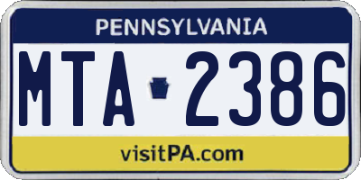 PA license plate MTA2386