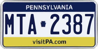 PA license plate MTA2387
